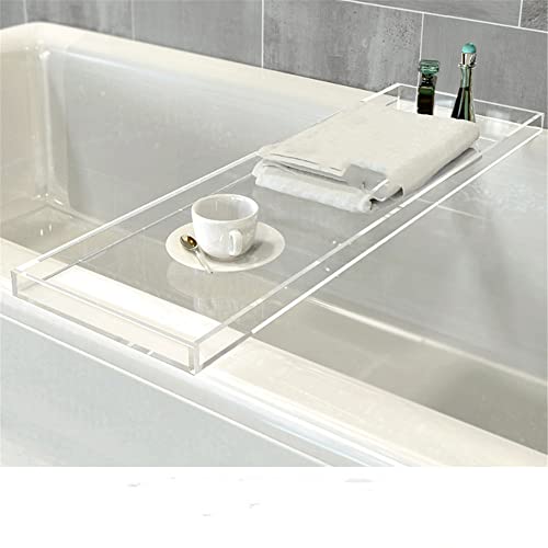 Wangunan 33 inch Luxury Bathtub Table - Shelf Organizer for Bathtub & Shower Storage (Clear) - color: Clear