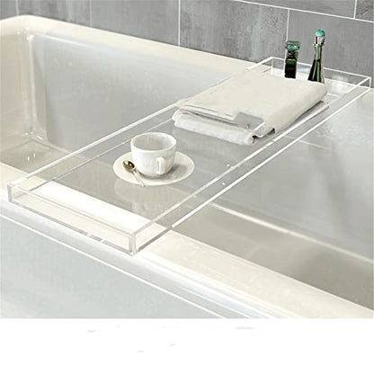 Wangunan 33 inch Luxury Bathtub Table - Shelf Organizer for Bathtub & Shower Storage (Clear) - color: Clear
