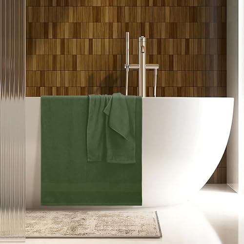 Belizzi Home 8 Piece Towel Set 100% Ring Spun Cotton, 2 Bath Towels 27x54, 2 Hand Towels 16x28 and 4 Washcloths 13x13 - Ultra Soft Highly Absorbent Machine Washable Hotel Spa Quality - Olive Green - color: Olive Green, size: 8 Piece Towel Set