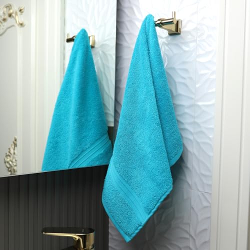 Hand Towels Set of 4 - Extra Soft &%100 Cotton, Large (16"x 28") Decorative, Luxury, Plush - Versatile, Perfect as Hotel Quality Towel, Soft Face Towels, Large Hand Towels - Turqoise - color: Turqoise