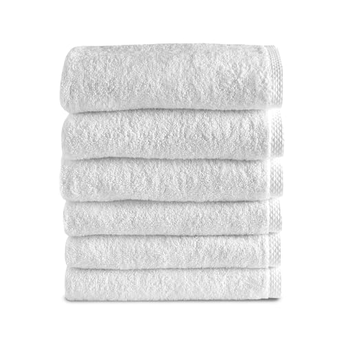 CTT - Premium 6 Piece Hand Towels Set, 100% Turkish Cotton, Quick Dry & Comfy Towels for Hotel & Spa, Highly Absorbent | 16"x28"(White) - color: White, size: 6-Piece Hand Towels - 16 x 28 Inches