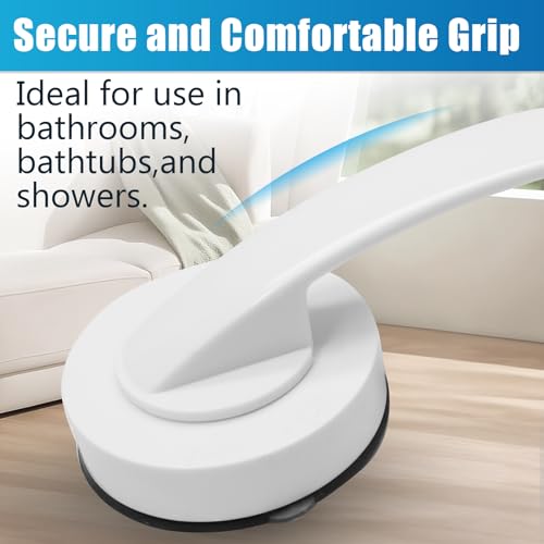 Hordion Suction Cup Door Handle, Suction Grab Bar, White | Bathtub Shower Handle for Glass Doors Windows Kitchen Drawer Cabinet Refrigerator