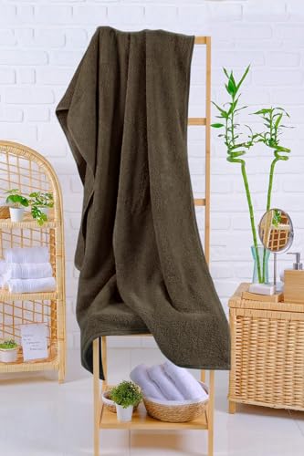 LA' HAM MAM FINE LIVING Luxury Turkish Cotton Towels Easy Care, Extra Soft & Absorbent, Hotel & Spa Quality, Kitchen & Bathroom Turkish Towels Bath Sheet (Oversized 40"x80"), Dark Brown - color: Dark Brown, size: Bath Sheet (Oversized 40"x80")