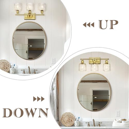 zeyu 21 Inch Bathroom Wall Sconce, 3 Light Sconces Wall Lighting Over Mirror, Brushed Gold Finish with Clear Hammered Glass, ZJF63B-3W BG - color: Brushed Gold|Hammered Glass, size: 3-Light