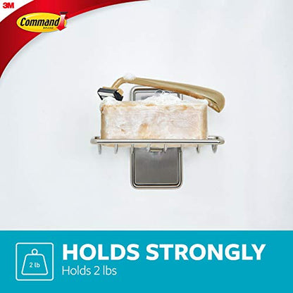 Command Soap Dish for Shower, Damage Free Hanging Bathroom Soap Dish, No Tools Bar Soap Holder, 1 Satin Nickel Soap Dish and 2 Water-Resistant Command Strips - size: 1 Pack