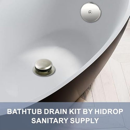HIDROP Brushed Nickel Tip Toe Bathtub Drain Kit, 1-Hole Overflow Faceplate | 304 Stainless Steel and Brass Trim Set, Universal Fine/Coarse Thread fit 1-3/8" or 1-1/2" Tub Drain,Tub Drain Replacement - color: Brushed, style: 1 Hole