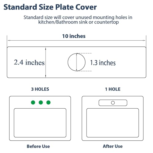 MAAYAYA 10" Rectangle Deck Plate, Faucet Hole Cover, 8" Widespread, 1 or 3 Hole | MAAYAYA rectangle deck plate escutcheon, Nickel finish, 304 SS, foam gasket; installs w/ faucet hardware, no extra nuts. - color: Nickel