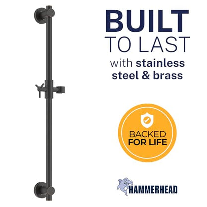 HammerHead Showers Solid Metal 27.5-Inch Shower Slide Bar for Hand held Shower Heads, Adjustable Height Showerhead with Hose Rail System, Easily Adjust Height & Angle of Handshower, Oil Rubbed Bronze - color: Oil Rubbed Bronze