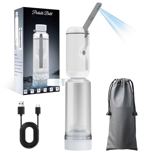 Portable Bidet for Travel, Rechargeable Waterproof Sprayer, White | Portable Rechargeable Travel Bidet Sprayer Fits Various Water Bottles, Waterproof High Pressure Handheld for Personal Hygiene - color: White