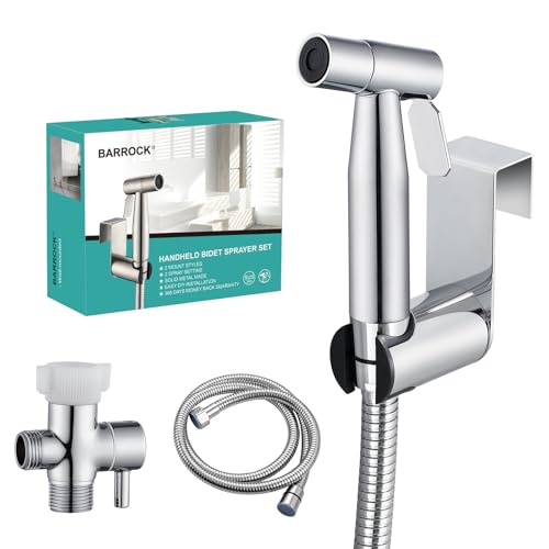 BARROCK Chrome Handheld Bidet Sprayer for Toilet,Stainless Steel Baby Cloth Diaper Jet Spray Kit,Bathroom Toilet Bidet Attachment Set with Adjustable Water Pressure for Bathing Pets and Feminine Wash - color: Chrome
