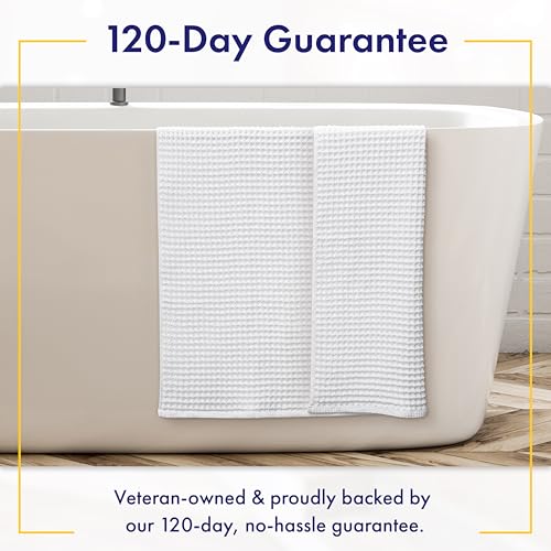 Alusa Home Ultra Soft Viscose from Bamboo Waffle Towels - Lightweight Bath Towel Set of 6 - Compact, Quick Dry & Lint Free (White) - color: White