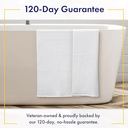 Alusa Home Ultra Soft Viscose from Bamboo Waffle Towels - Lightweight Bath Towel Set of 6 - Compact, Quick Dry & Lint Free (White) - color: White