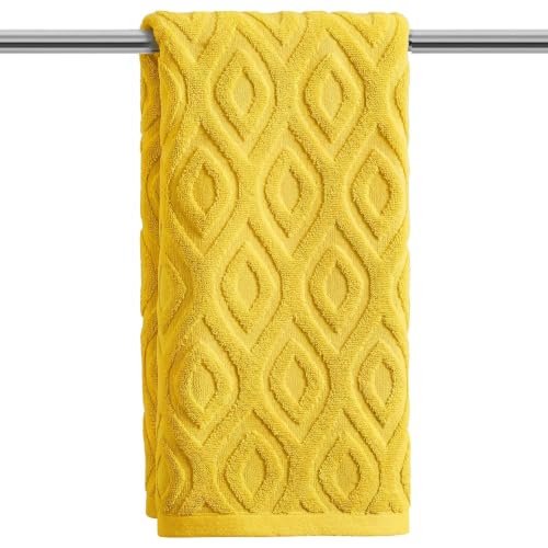 Artoid Mode 1 Pc Yellow 3D Diamond Grid Jacquard Hand Towels for Bathroom, 100% Cotton Soft Absorbent Bathroom Decor Towels, 13.7 x 29.5 Inch - color: Yellow, size: 13.7" x 29.5", 1PC