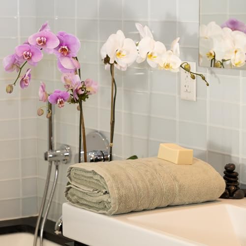 Luxury Turkish Bath Sheet, 35 x 70 in, 700 GSM, Seagrass Green | 1 oversized bath sheet, 35 x 70 in, 700 GSM, 50% viscose made from bamboo and 50% Aegean Turkish cotton, plush and absorbent - color: Seagrass Green, size: Bath Sheet (1)