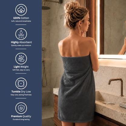 Bulk 18-Pack Bath Towels, 24x48, Commercial-Grade Spa Towel, Grey | Medium-Weight 100% Ring-Spun Cotton Bath Towels, Soft, Absorbent & Quick-Drying - color: Grey, size: 24" x 48" - 18 Pack