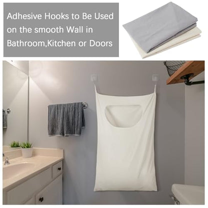 2 Pcs Large Hanging Laundry Hamper Bag 28 x 35 in Over The Door Hamper Space Saving Hanging Laundry Bag Basket with Hooks for Wall Dirty Clothes Storage RV Room, 2 Color
