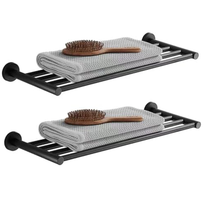 20 Inch Bathroom Towel Rack, Hotel Style Towel Racks for Bathroom Wall Mounted, Modern Towel Bar Rack, 2-Tier Towel Shelves, Black - color: Black, size: 20 Inches
