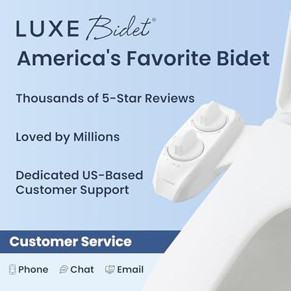 LUXE Bidet NEO 185 PLUS - Patented Bidet Attachment for Toilet, White | Non-Electric, Dual Nozzle, Slide-In Install, 360° Self-Clean, EZ-Lift to Clean, Feminine & Rear Wash - color: White