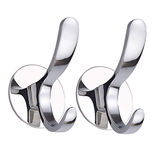 Adhesive Coat Hooks Stainless Steel Self Adhesive Robe Towel Bathroom Kitchen Wall Hook No Screws Damage Free
