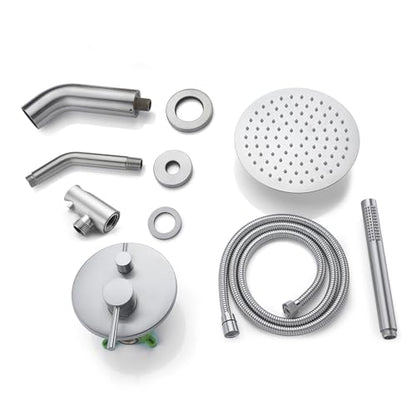 SUMERAIN Brushed Nickel Shower System with Waterfall Tub Spout | 8" Stainless Steel Rain Shower, Brass Handheld Shower, Brass Rough in Valve, Concealed Box Design - color: Brushed Nickel, size: 3 Function