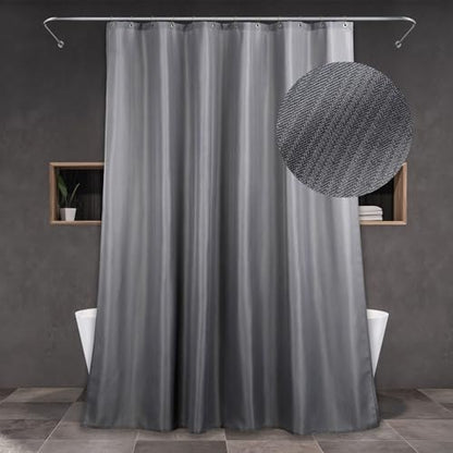 Grey Shower Curtain for Bathroom: Water Repellent Quick Dry - 72"Lx72"W | Striped Textured Linen Style Polyester Fabric Bath Curtain, Solid Simple Elegant Lightweight, Machine Washable, Semi-Sheer - color: Dark Grey, size: 72"W x 72"L (Pack of 1)