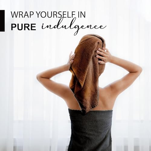KAHAF COLLECTION 100% Cotton Bath Towels, 24x48 Pack of 6 Towels, Quick Dry, Highly Absorbent, Soft Feel Towel, Gym, Spa, Bathroom, Shower, Pool, Luxury Soft Towels (Brown, 24x48-6 Pack) - color: Brown, size: 24x48 - 6 PACK
