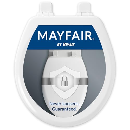 Mayfair Linden Slow Close Toilet Seat, Non Slip Heavy Duty Wood, Easy Install, Round, White - size: Round
