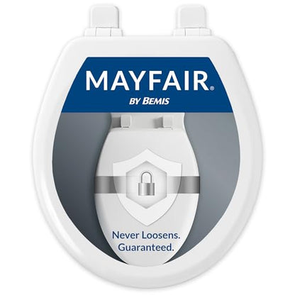 Mayfair Linden Slow Close Toilet Seat, Non Slip Heavy Duty Wood, Easy Install, Round, White - size: Round
