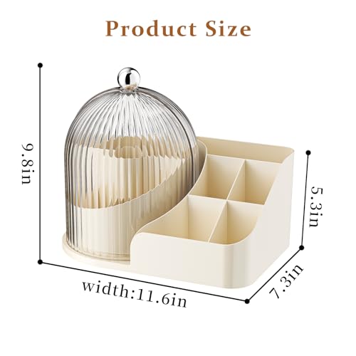 360 Rotating Makeup Organizer with Clear Dust Lid, Multi-compartment Perfume & Makeup Brush Holder, Large Capacity Vanity Desk Storage for Cosmetics, Skincare, Kitchen, Pantry, Bathroom Countertop