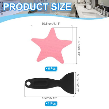 PATIKIL Bathtub Non Slip Stickers 4.13x4.13 Inch, 6 Pack Star Safety Shower Floor Anti Slip Stickers with Adhesive Decals Scraper for Bath Tub Shower Floor Stair, Pink - color: Pink