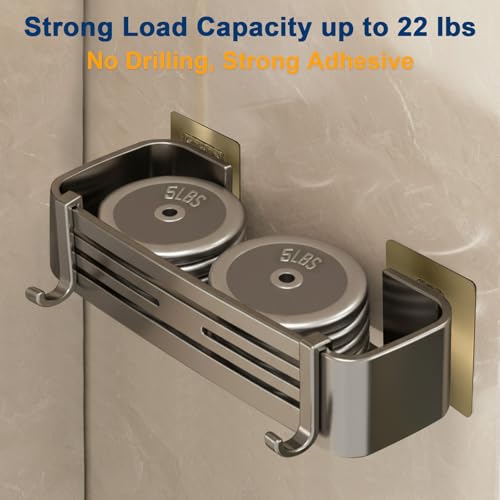 Shower Caddy, No-Drilling Adhesive Shower Shelves with Hooks, Waterproof & Rustproof Removable Shower Organizer Storage for Bathroom Kitchen - color: Grey-Rectangular -1pack
