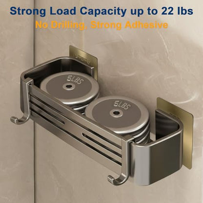 Shower Caddy, No-Drilling Adhesive Shower Shelves with Hooks, Waterproof & Rustproof Removable Shower Organizer Storage for Bathroom Kitchen - color: Grey-Rectangular -1pack