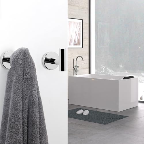 NearMoon Bath Towel Hooks- SUS 304 Stainless Steel Robe Hook Holder, Heavy Duty Coat Hook for Bathroom Livingroom Hotel Kitchen Garage, Wall Mounted (Chrome Finish, 3 Pack) - color: Chrome Finish, size: 3 Pack
