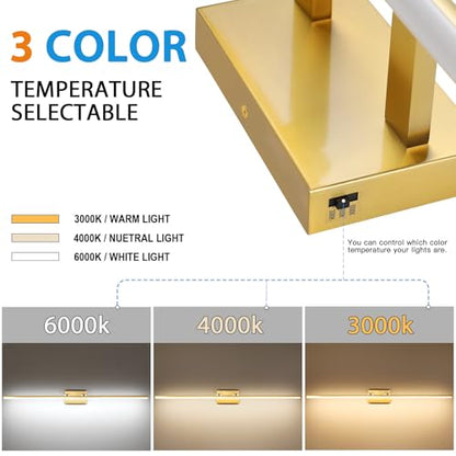 LED Bathroom Vanity Light, Modern Bathroom Light Fixture Over Mirror (3000K/4000K/6000K, Dimmable), Vanity Light Bar with Angle Adjustable, 48 Inch, Brass - color: Brass, size: 48 inch