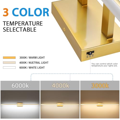 LED Bathroom Vanity Light, Modern Bathroom Light Fixture Over Mirror (3000K/4000K/6000K, Dimmable), Vanity Light Bar with Angle Adjustable, 48 Inch, Brass - color: Brass, size: 48 inch