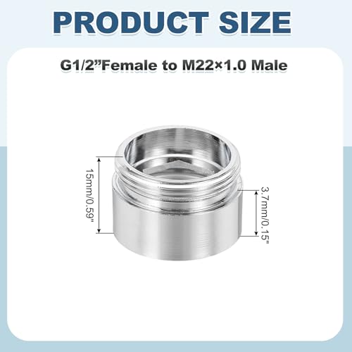 uxcell Faucet Aerator Adapter, 1/2" Female to M22 Male with Washer, 15mm Length - size: 1/2" Female to M22 Male, 15mm Length