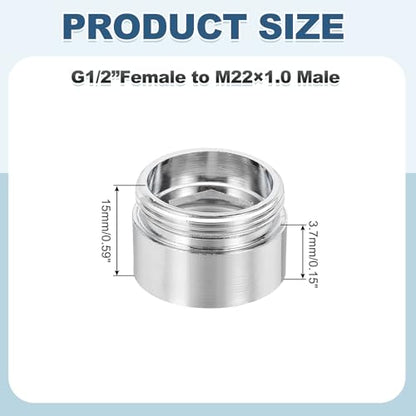 uxcell Faucet Aerator Adapter, 1/2" Female to M22 Male with Washer, 15mm Length - size: 1/2" Female to M22 Male, 15mm Length