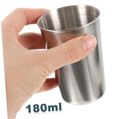 Stainless Steel Water Cup 180ml Bathroom Tumbler for Beverages Silver Leakproof Design for Home and Travel - size: 8.50X6.00X6.00CM