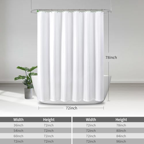 eachope Waterproof Fabric Shower Curtain,No Liner Needed,TPU Laminated Polyester Shower Curtain,Chevron Striped Design with Weighted Magnets and Metal Grommets,72 x 72 Inch,White - color: White, size: 72"W x 72"L (Pack of 1)