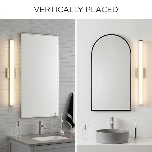 URSOLA 48" Modern LED Bathroom Light Fixtures, Brushed Nickel 3CCT Dimmable Bathroom Vanity Light Over Mirror, Bathroom Vanity Bath Bar Lights with Double Layer Acrylic Shade - color: Brushed Nickel, size: 48inch