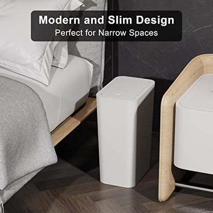N. NETDOT 3 Pack 2.6 Gallon / 10L Bathroom Trash Can with Lid,Kitchen Garbage Can Small Trash Bin Waste Basket for Bathroom,Kitchen,Bedroom,Living Room,Office - Off White - color: Off White, size: 3 X 2.6 Gal