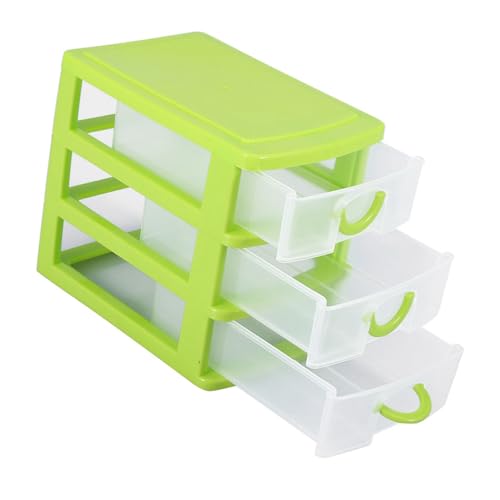 3-Layer Plastic Drawer Organizer for Jewelry, Makeup & Small Items, Space-Saving Storage Box with Dividers, Compact for Bedroom, Bathroom or Office(Green)