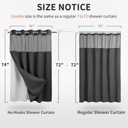River Dream Heavyweight No Hooks Required Dotted Waffle Weave Shower Curtain with Snap in Liner - 71W x 74H,Hotel Grade,Spa Like Bath Curtain,Graphite Grey - color: Graphite Grey, size: 71"W x 74"L (Pack of 1)