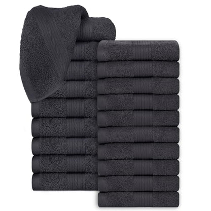 100% Cotton Washcloths 12x12 Inches, 600 GSM, Soft & Absorbent, Durable, Set of 20, Gray - color: Grey, size: Washcloth Set of 20