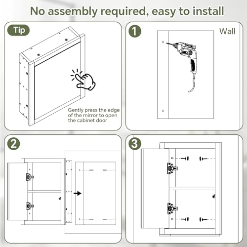 14'' * 18'' Recessed Medicine Cabinet with Mirror, 2-Tier Bathroom Wall Niche Wood Insert for Drywall, in Wall Shelf Medicine Cabinets Replacement, for Living Room, Bathroom Storage, White
