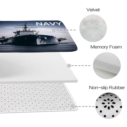 Bathroom Mat Set Modern Ocean Nautical Boys Bathroom Rugs Sets 3 Piece Military Cool, Memory Foam Bath Rugs, U-Shaped Toilet Rug Non Slip Absorbent Blue - color: Color21
