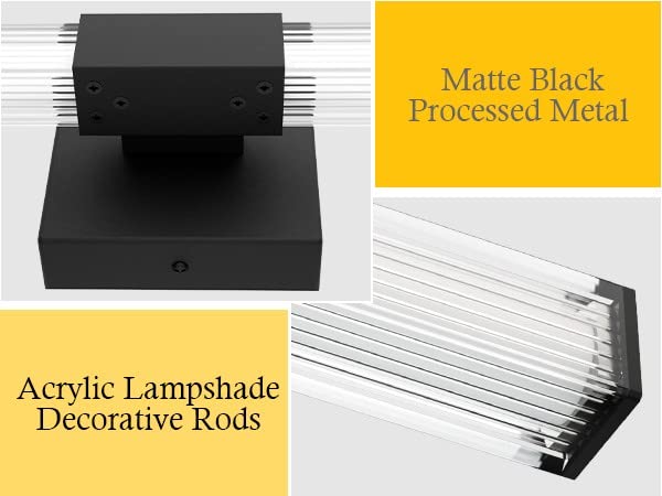 Ralbay 24inch Black Bathroom Vanity Light Bar 22W Modern LED Vanity Lights Matte Black Bathroom Wall Mounted Light Fixtures Over Mirror(5500K White Light) - color: Black, size: 24 inch