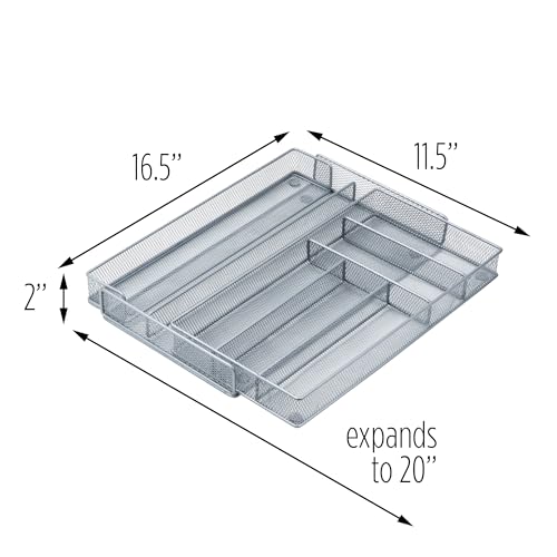 Honey-Can-Do Expandable Steel Mesh Drawer Organizer, 7 Compartments, Silver, Adjustable 11.5 to 20 Inches Wide - size: Medium (Pack of 1), style: 7-Compartment (Expandable)