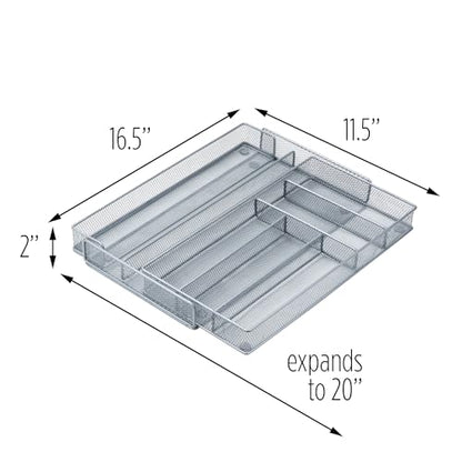Honey-Can-Do Expandable Steel Mesh Drawer Organizer, 7 Compartments, Silver, Adjustable 11.5 to 20 Inches Wide - size: Medium (Pack of 1), style: 7-Compartment (Expandable)