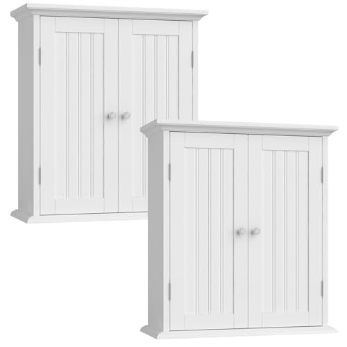 ChooChoo Bathroom Wall Cabinet Set of 2, Over The Toilet | 8.8"D x 21.1"W x 24"H, Medicine Cabinet, 2 Door and Adjustable Shelves, Cupboard, White - color: White, size: 8.8"D x 21.1"W x 24"H (2 pack)